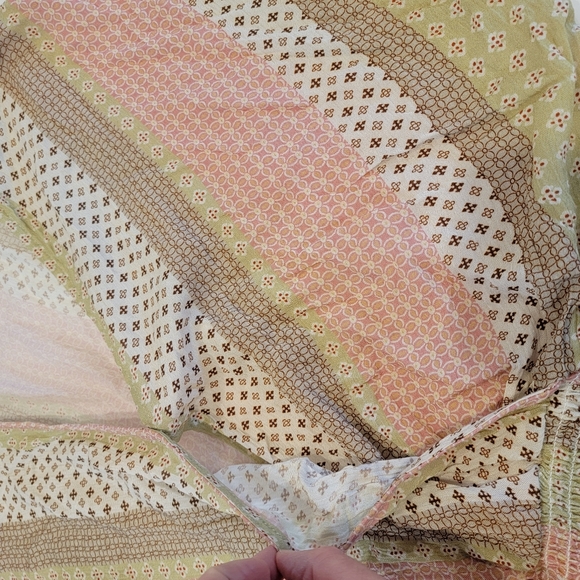 Blue B Collection Dolman Wrap Smocked Waist Crop Top Size Medium Pink Tan - Picture 9 of 13